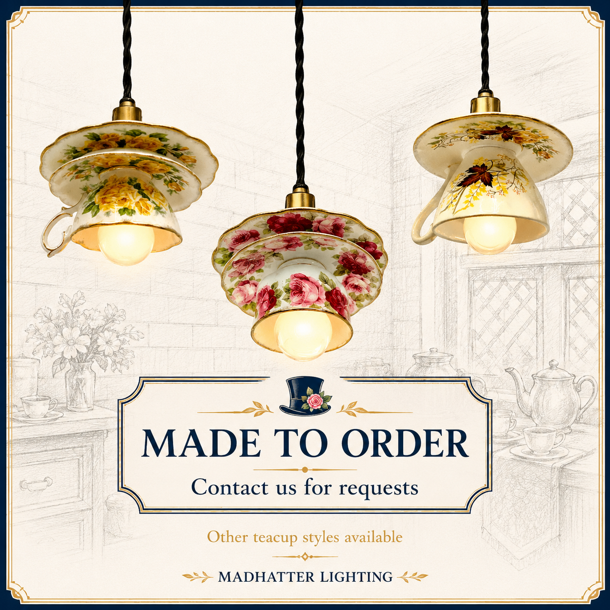 Made to Order Teacup Pendant Lights